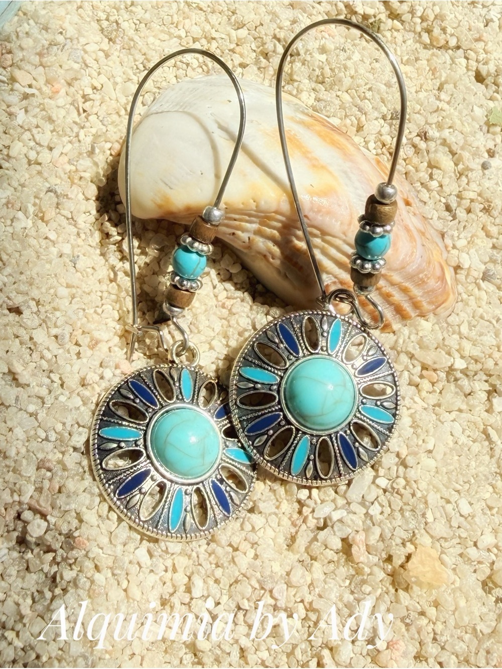 Alquimia Turquoise & Navy Sunburst Drop Earrings